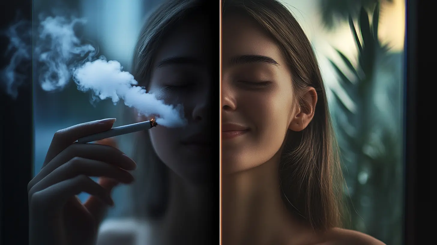 Les impacts du tabac et les bénéfices d'une vie sans cigarette formation arreter de fumer epnll Une infographie simple montrant les conséquences du tabac et les bénéfices de l'arrêt, mise en avant par l'expertise de l'EPNLL - École de PNL de Lausanne