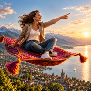 image : femme sur un tapis volant montrant la volonté d'aller dans une direction epnll-webinaire-introduction-au-leadership-personnel